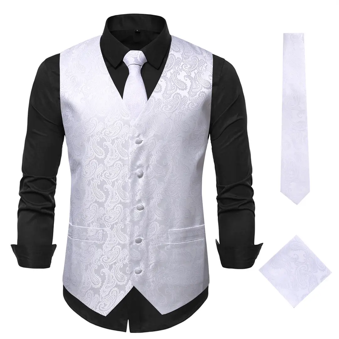 Men Embroidered Paisley Vest Multi Color Autumn Wear