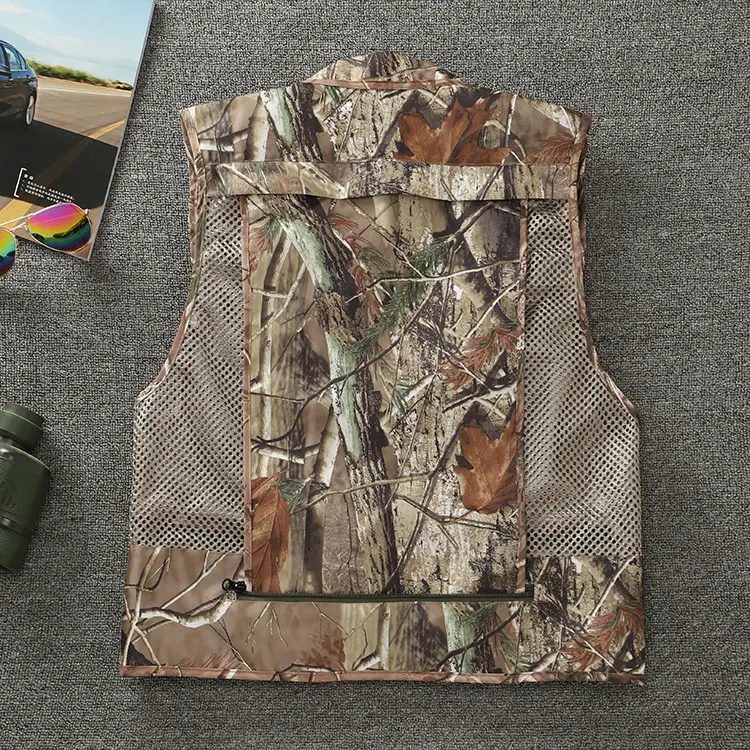 Men Camouflage Mesh Vest Multi Pocket Outdoor Fishing Spring Summer