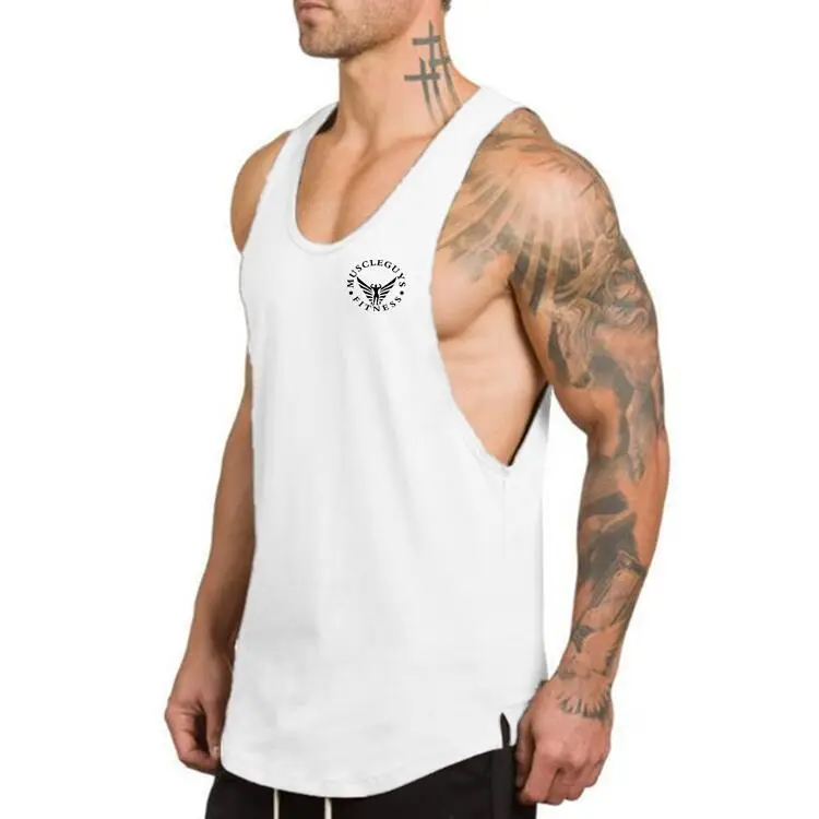 Men Cotton Sleeveless Fitness Vest Summer Gray