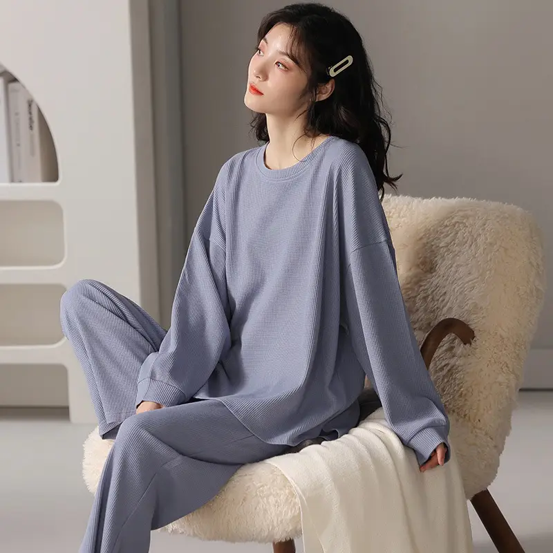 Women's Waffle Pajama Set Loose Autumn Home Wear