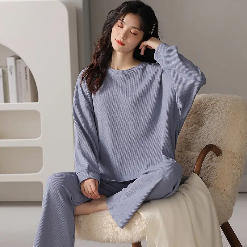 Women's Waffle Pajama Set Loose Autumn Home Wear