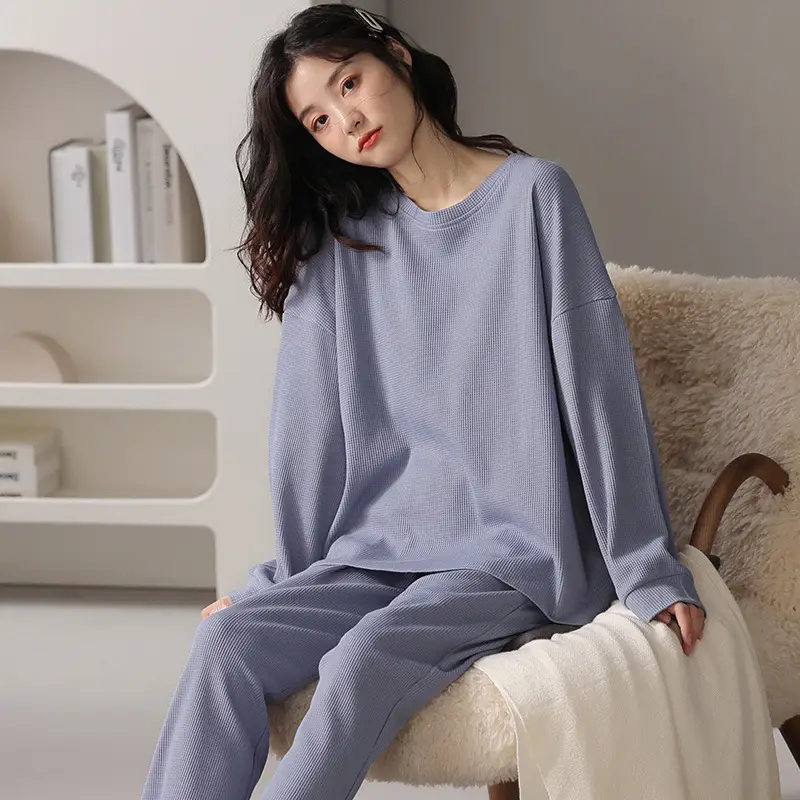 Women's Waffle Pajama Set Loose Autumn Home Wear