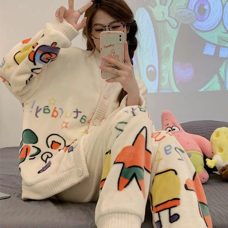 Women's Cute Kulomi Fleece Pajamas Winter Set