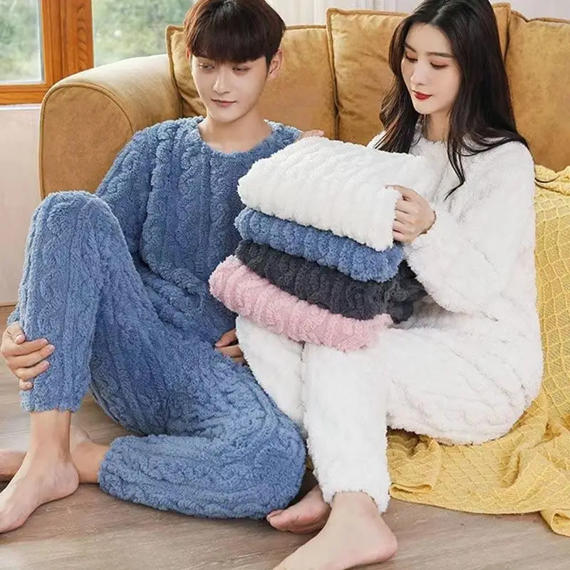 Pink Flannel Warm Winter Loungewear Suit for Women
