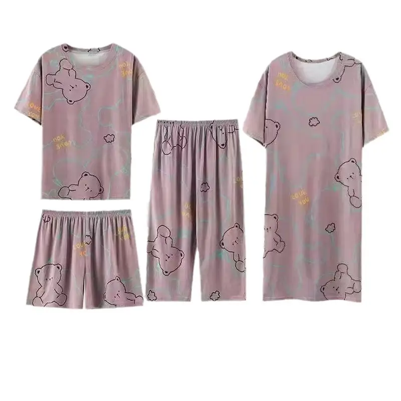 Women Summer Pajamas Short Sleeve Loose Fit Home Wear