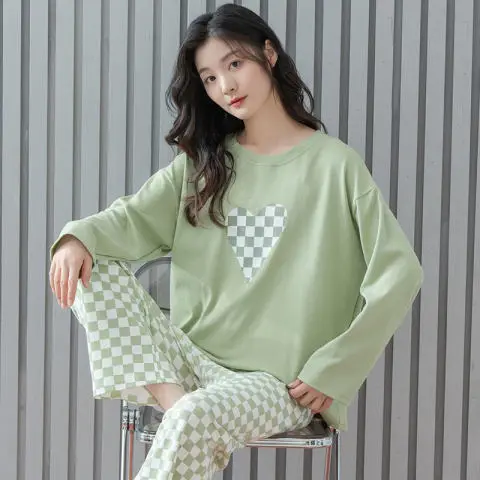 Women Korean Style Cute Cartoon Pajamas Long Sleeve Home Wear