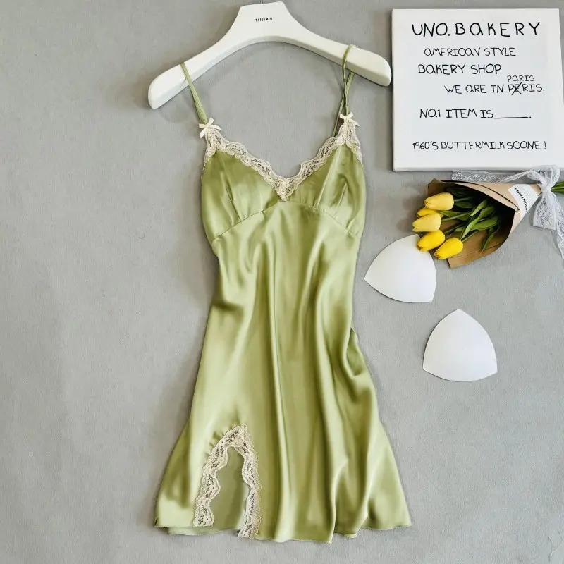 Women Ice Silk Pajamas White Summer Home Wear
