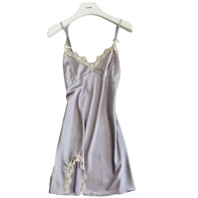 Women Ice Silk Pajamas White Summer Home Wear
