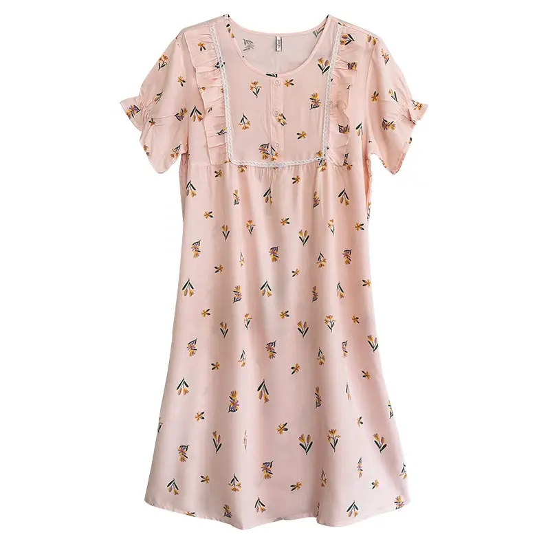 Women Cotton Sleepwear Short Sleeve Loose Summer Pajamas