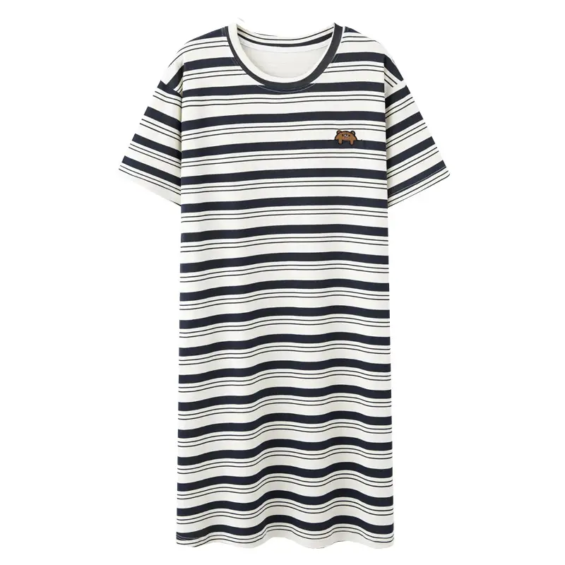 Women Cotton Nightdress Summer Short Sleeve Lazy Style