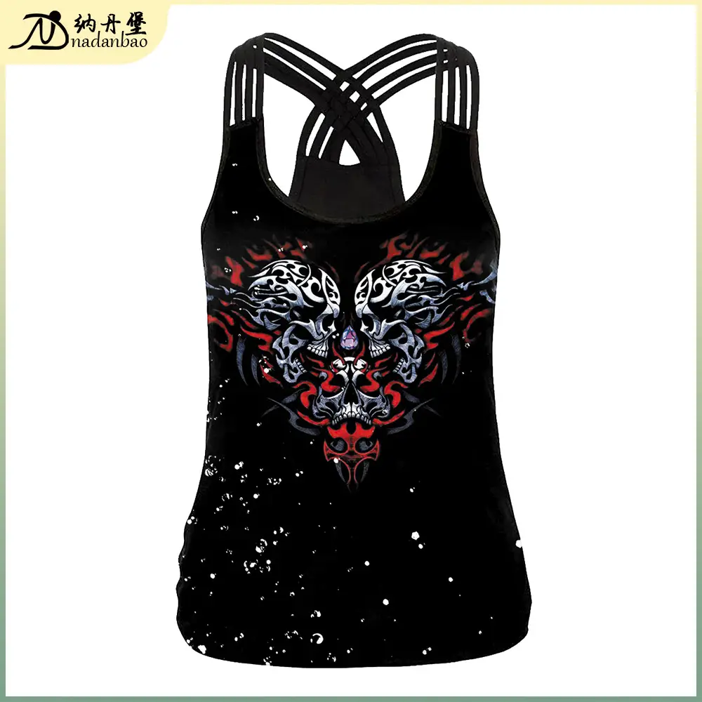 Women Skull Print Slim Fit Breathable Vest