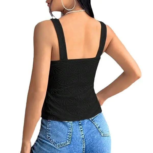 White Embroidered Slim Fit Camisole Vest for Women Summer
