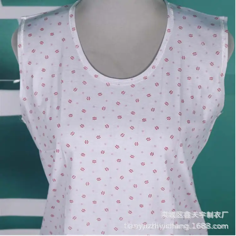 Cotton Sleeveless Printed Vest for Women White