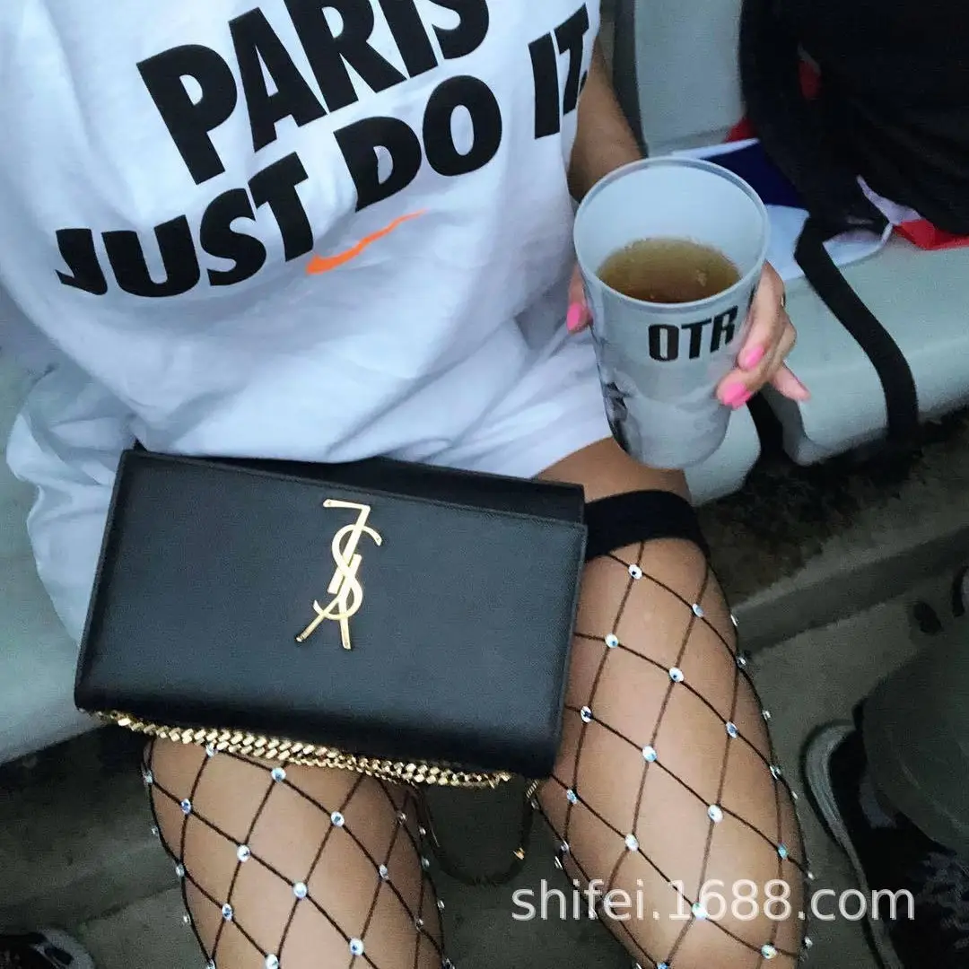 White Diamond Mesh Over-the-Knee Stockings Black