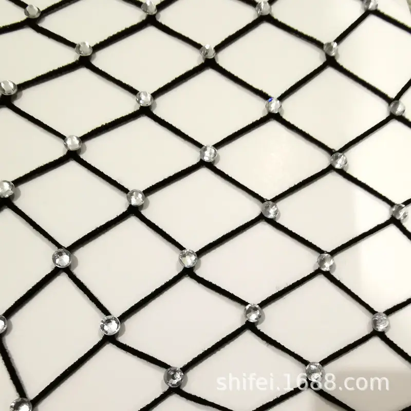 White Diamond Mesh Over-the-Knee Stockings Black
