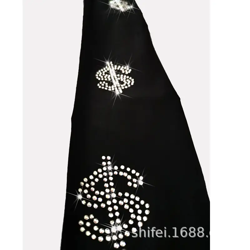 Women Silk Thigh High Socks Dollar Rhinestone Autumn Winter Medium