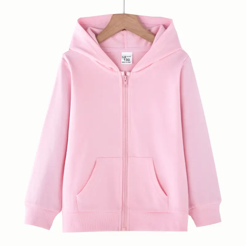 Pink Full-Zip Hoodie for Kids, Soft & Durable
