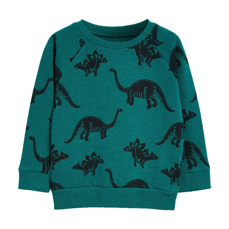 Green Dinosaur Print Sweatshirt for Kids Autumn 2024