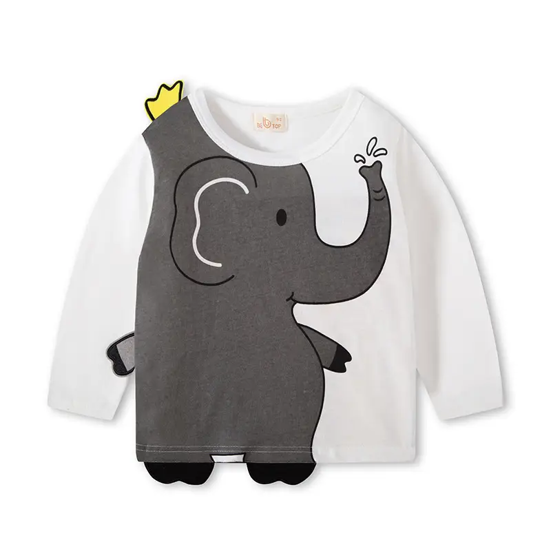 Kids Long Sleeve T-Shirts Elephant Croc Print 3-6Y