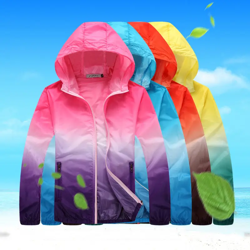 Summer Gradient Windbreaker Coat for Men Women Plus Size