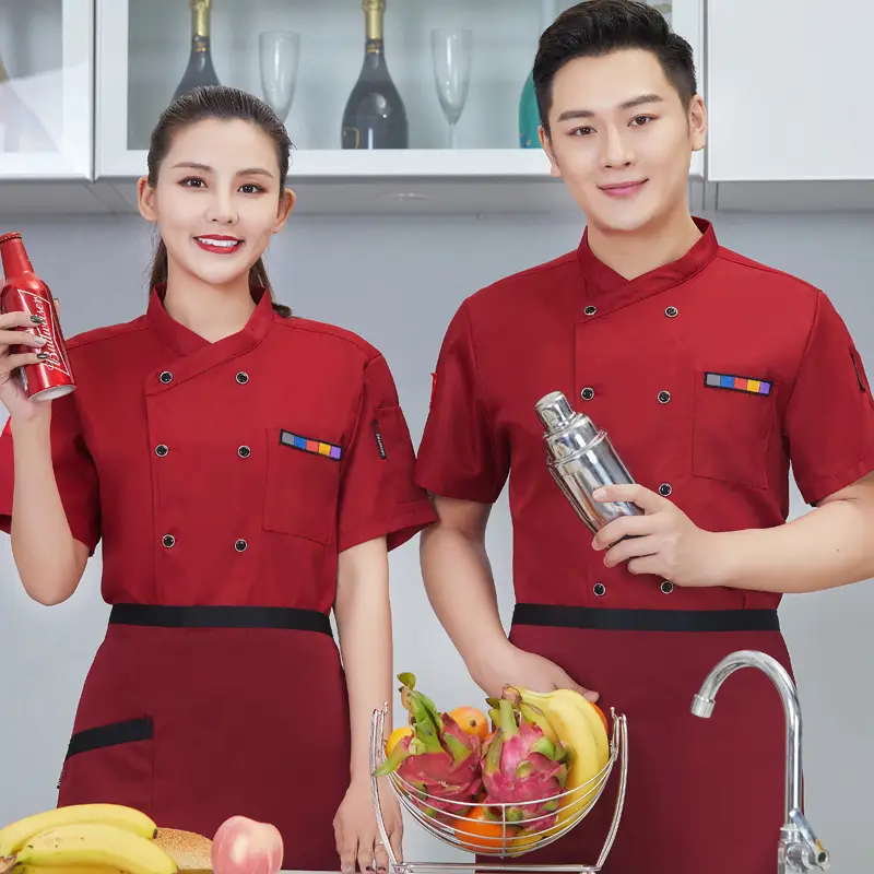 White Short Sleeve Chef Uniform Men Women Kitchen Work Clothes