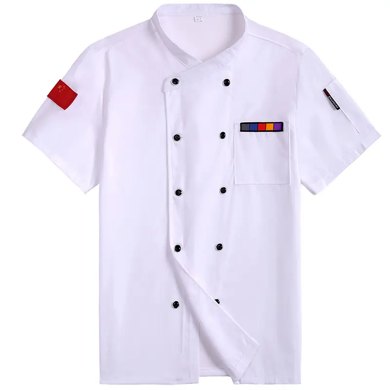 White Short Sleeve Chef Uniform Men Women Kitchen Work Clothes