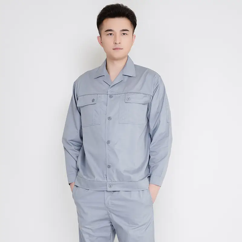 Men Thin Long Sleeve Work Suit Summer Gray Orange