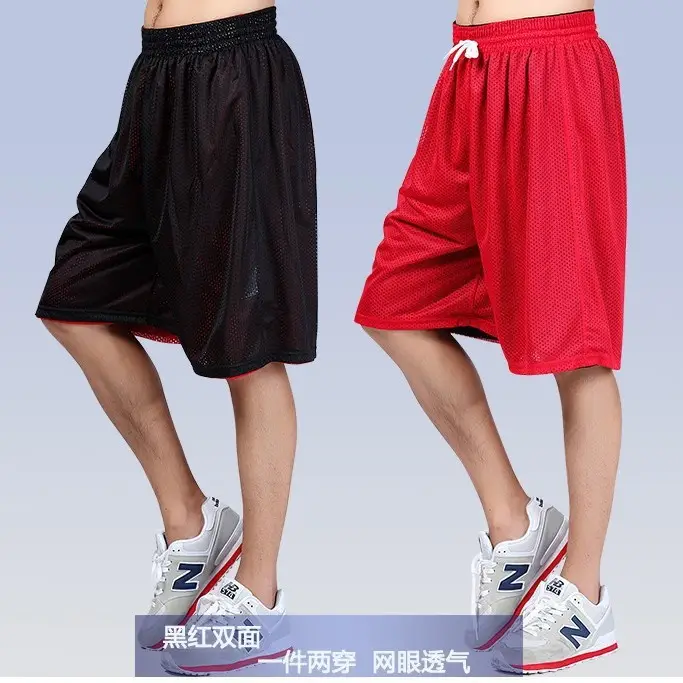 Men Double-Sided Mesh Basketball Shorts Black White Plus Size Summer