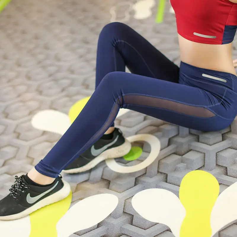 Women Blue Slimming Gym Tights for Running Yoga