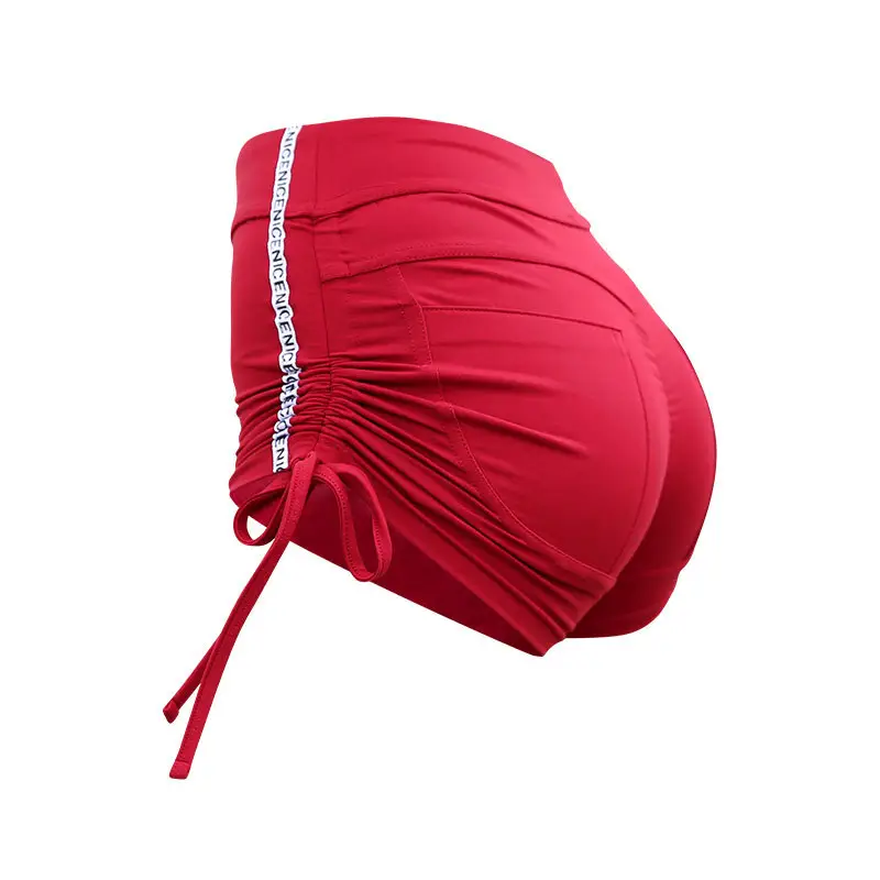 Red Lace-up Women's Sport Shorts Summer Fitness