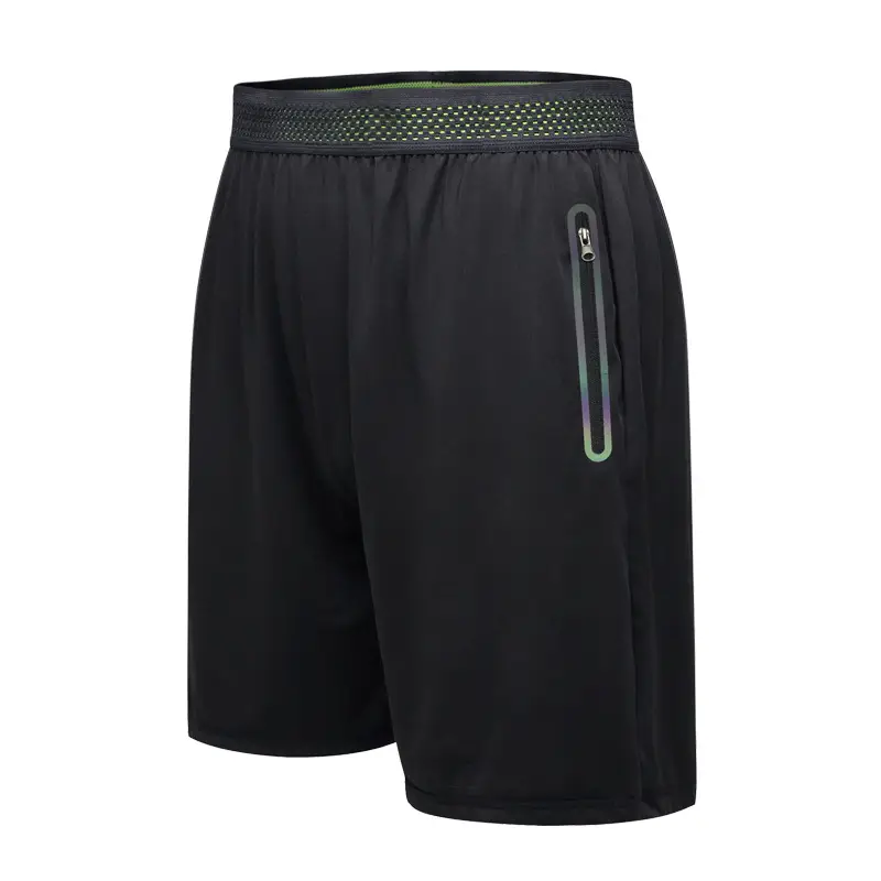 Men Black Elastic Waist Sports Shorts