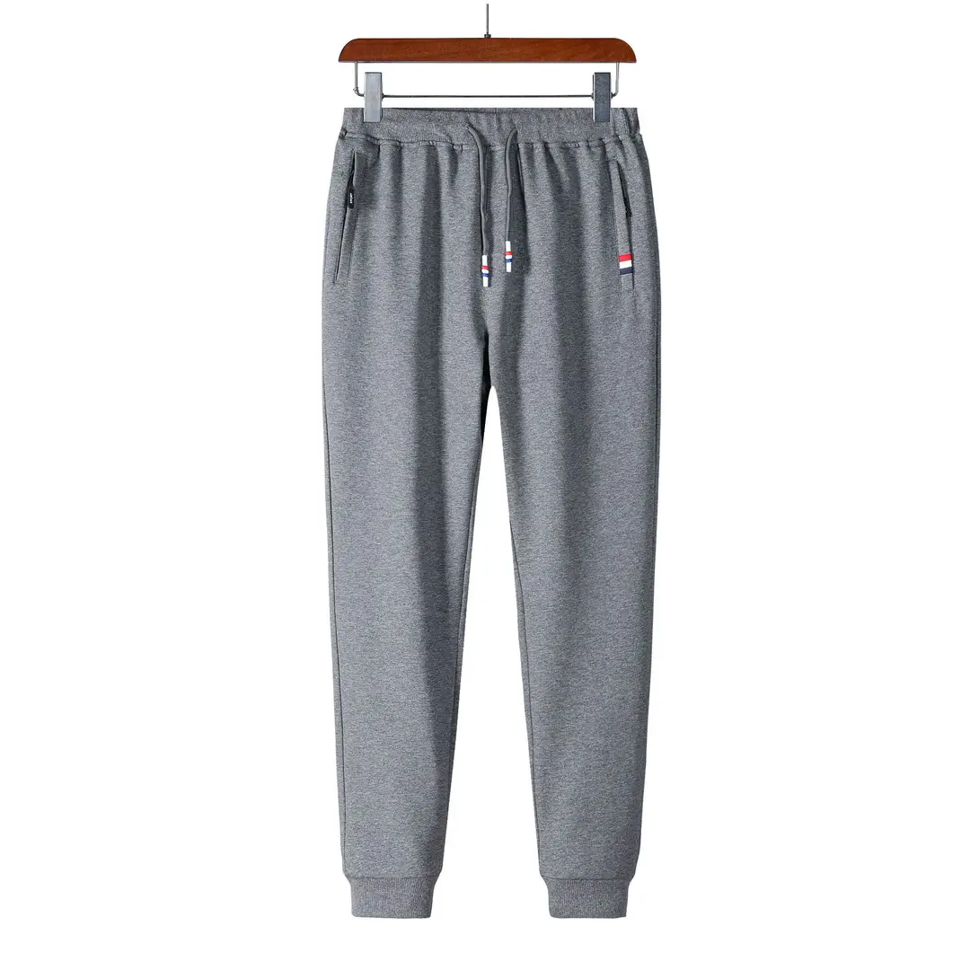 Men Pure Cotton Sweatpants Black Gray M-8XL Autumn Casual
