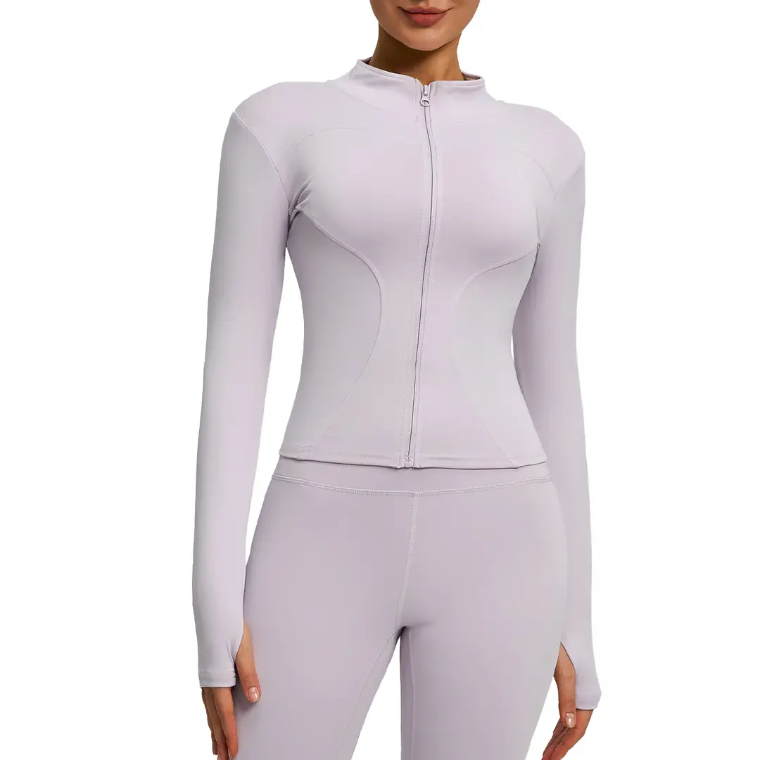 Women's Long Sleeve Zipper Yoga Jacket Lavender