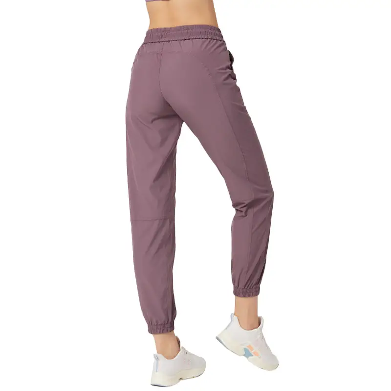Women Ankle-Tied Yoga Pants Green Purple Slim Fit