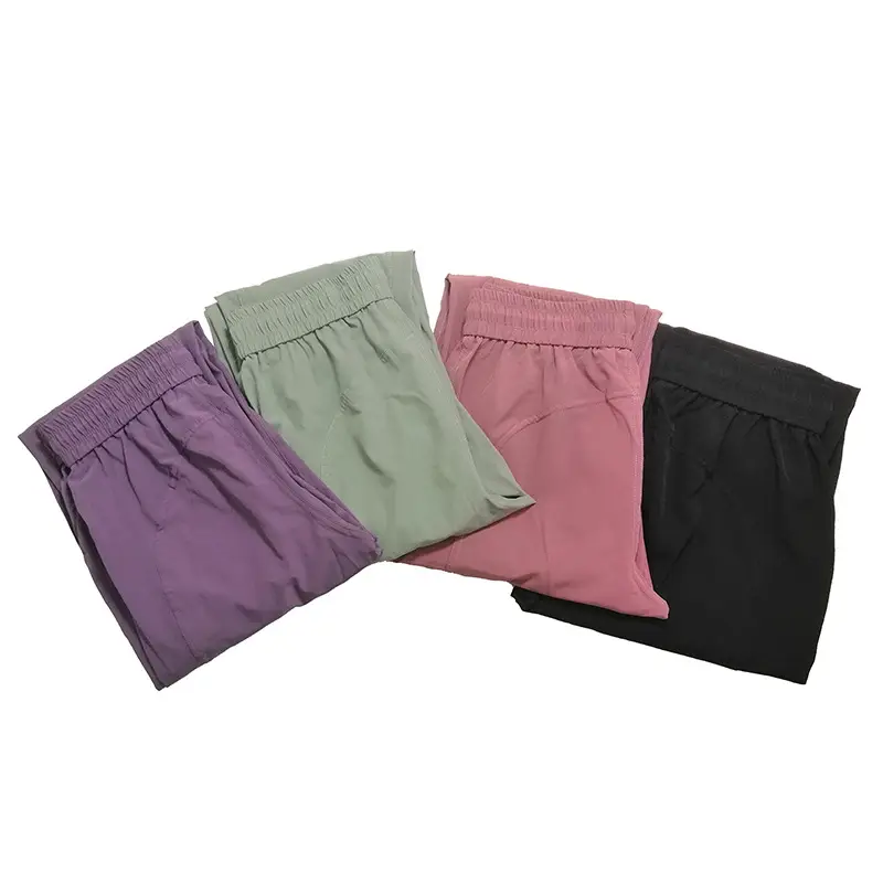 Women Ankle-Tied Yoga Pants Green Purple Slim Fit