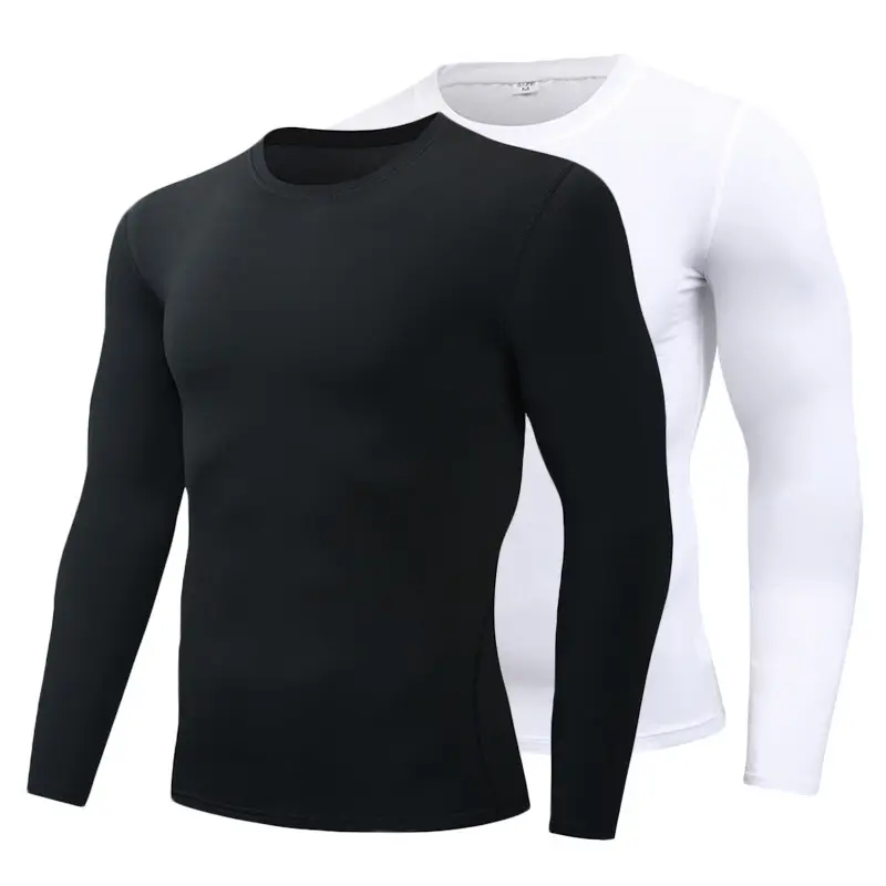 Men's Long Sleeve Sport Base Layer Black White