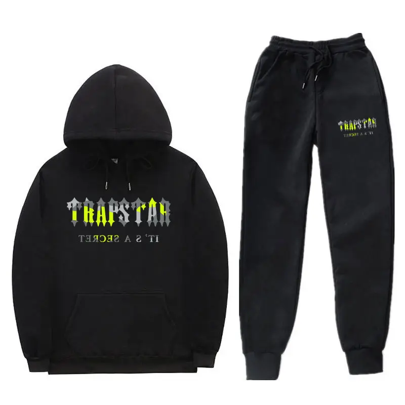 Black Trapstar Hoodie & Sweatpants Set for Men Women