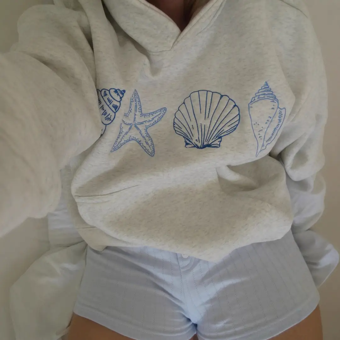 Women Fleece Foam Printed Hoodie Suit Set Loose Casual