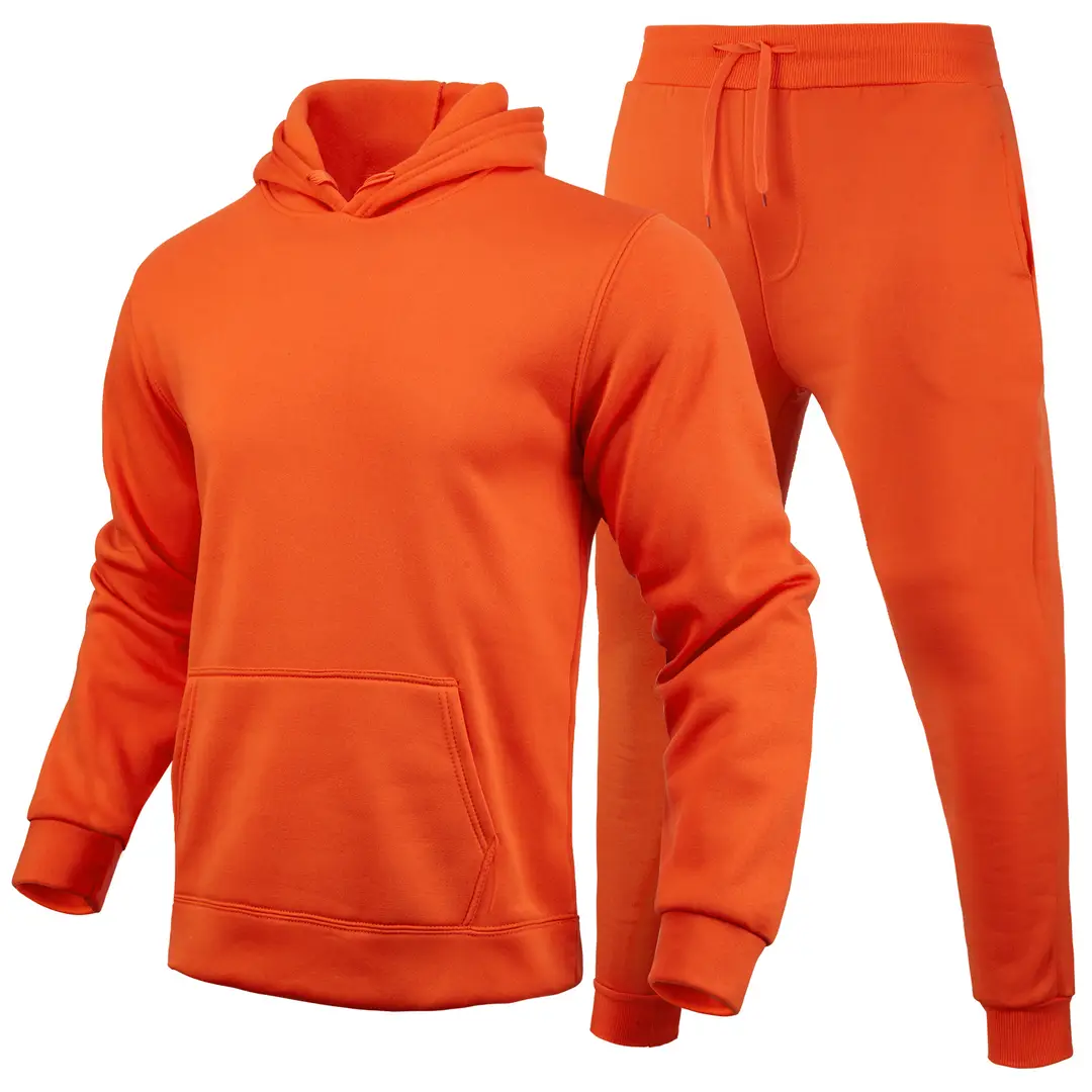 Black Fleece Hoodie Sweatpants Set for Men Women Winter Casual