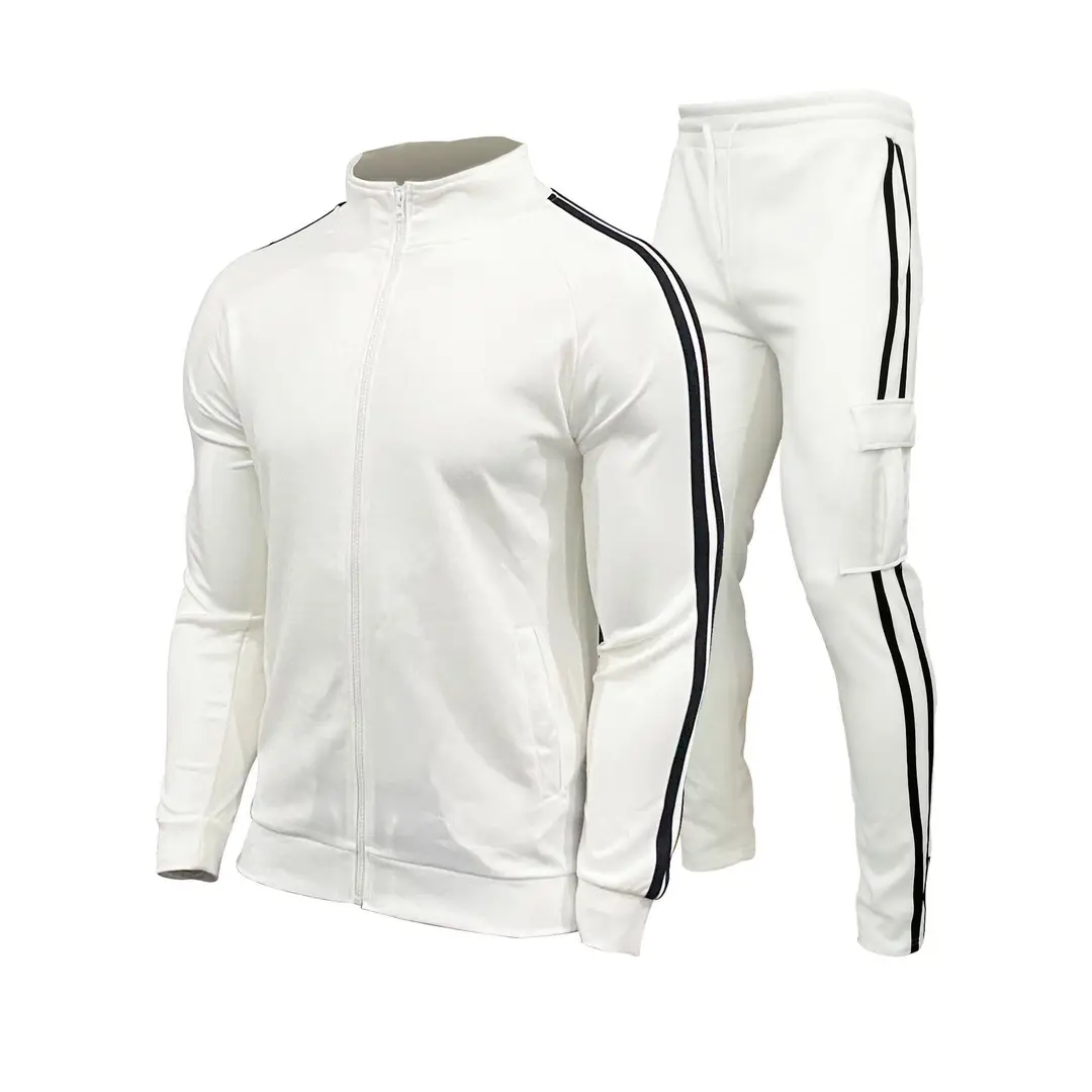 Men Black Red Stripe Slim Fit Sports Suit