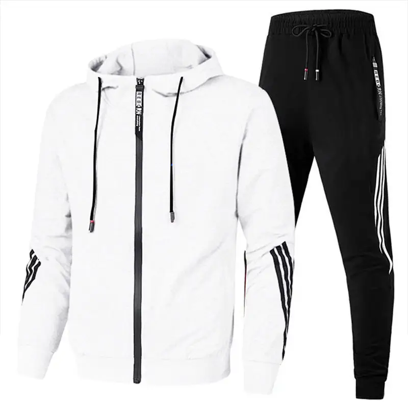 Men Slim Fit Hooded Track Suit Set Autumn Sportswear