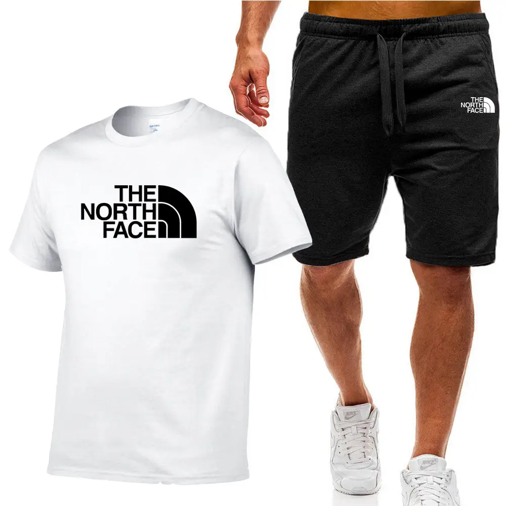 Men Black North Face T-Shirt & Shorts Sports Suit