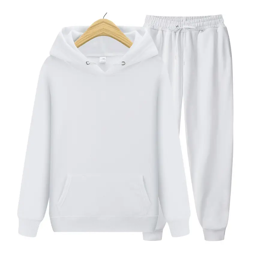 Men Black Fleece Hoodie Pants Sports Suit Autumn