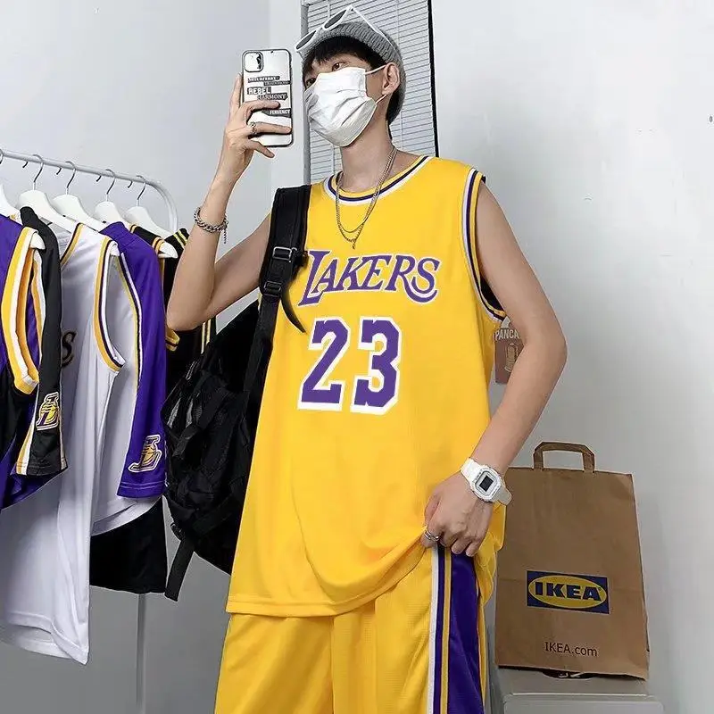 Men Basketball Jersey No.23 Purple Yellow Plus Size