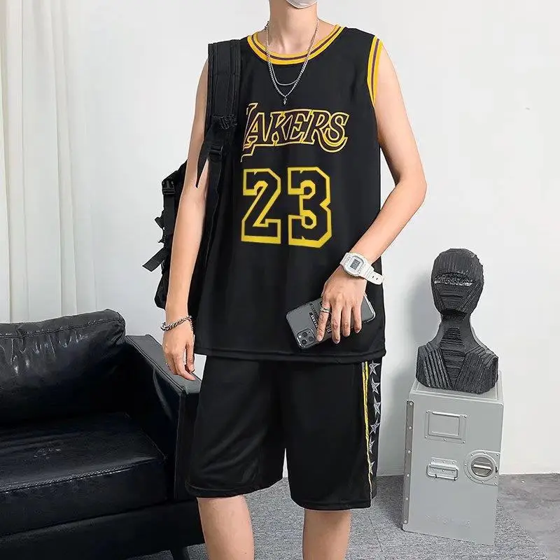 Men Basketball Jersey No.23 Purple Yellow Plus Size