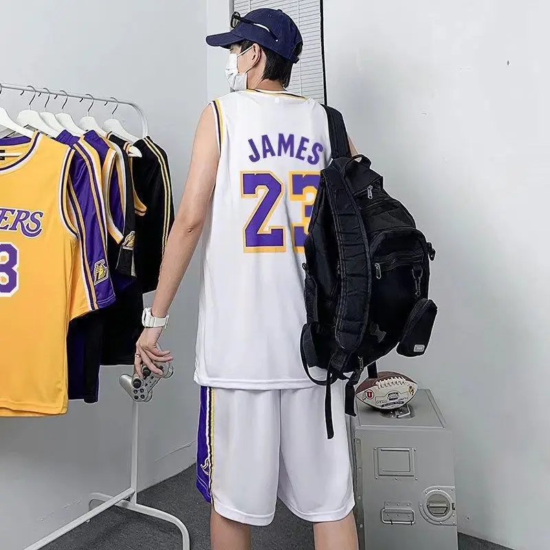 Men Basketball Jersey No.23 Purple Yellow Plus Size