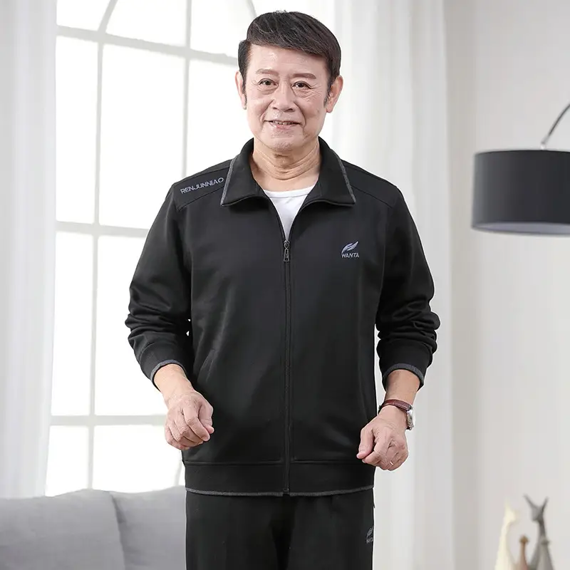 Men Gray Plus Size Casual Sport Suit Spring Autumn