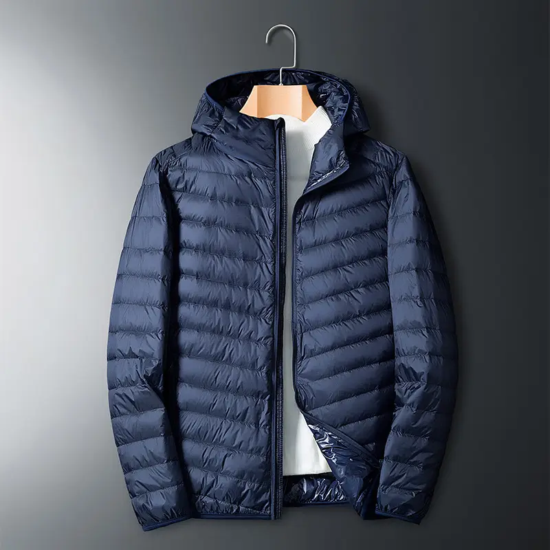 Men's Lightweight Down Jacket Gray Large Winter Warm