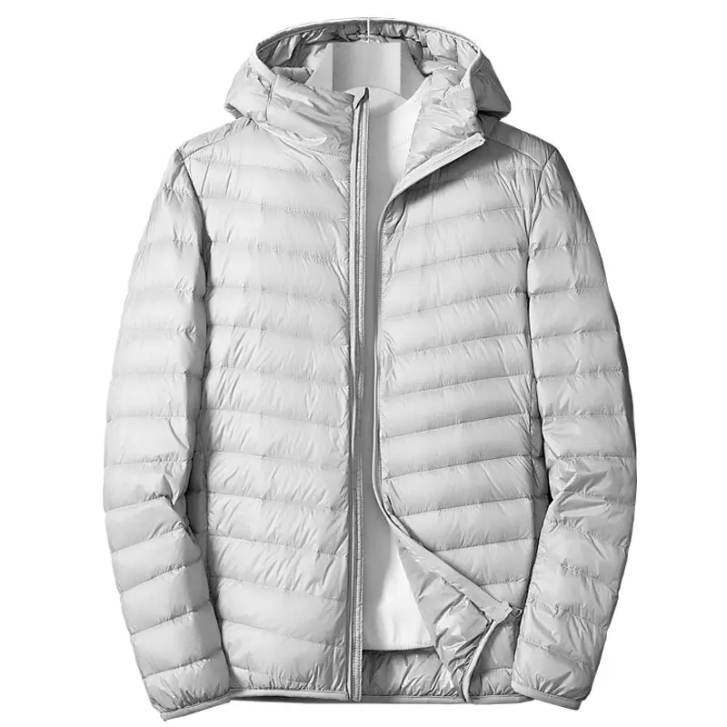 Men's Lightweight Down Jacket Gray Large Winter Warm
