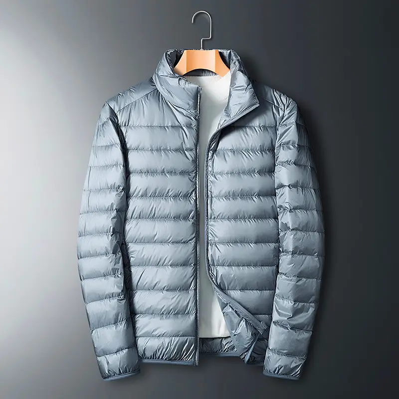 Men's Lightweight Down Jacket Gray Large Winter Warm